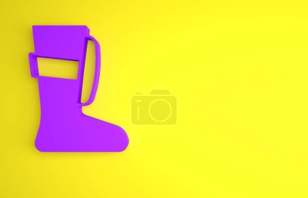 Photo for Purple Sport boxing shoes icon isolated on yellow background. Wrestling shoes. Minimalism concept. 3D render illustration. - Royalty Free Image