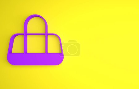 Photo for Purple Sport bag icon isolated on yellow background. Minimalism concept. 3D render illustration. - Royalty Free Image