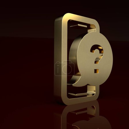 Téléchargez les photos : Gold Telephone 24 hours support icon isolated on brown background. All-day customer support call-center. Full time call services. Minimalism concept. 3D render illustration . - en image libre de droit