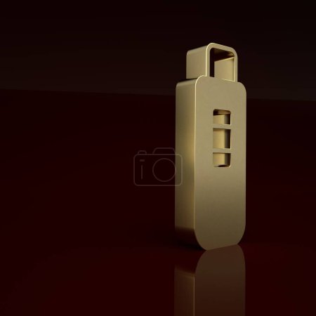 Photo for Gold Pregnancy test icon isolated on brown background. Minimalism concept. 3D render illustration. - Royalty Free Image