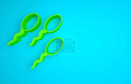 Photo for Green Sperm icon isolated on blue background. Minimalism concept. 3D render illustration. - Royalty Free Image