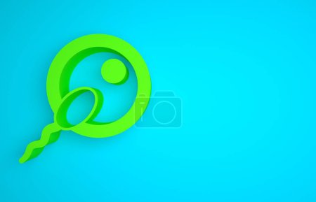 Photo for Green Sperm icon isolated on blue background. Minimalism concept. 3D render illustration. - Royalty Free Image