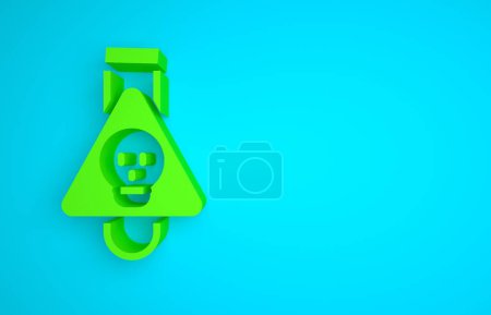 Photo for Green Bottle with potion icon isolated on blue background. Flask with magic potion. Happy Halloween party. Minimalism concept. 3D render illustration. - Royalty Free Image