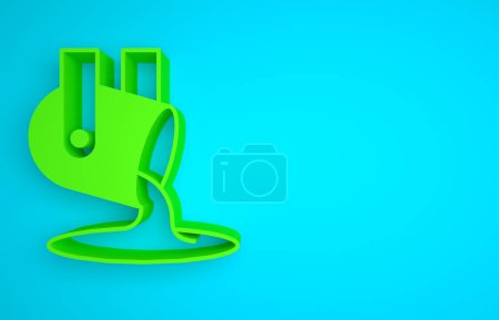 Photo for Green Molten gold being poured icon isolated on blue background. Molten metal poured from ladle. Minimalism concept. 3D render illustration. - Royalty Free Image