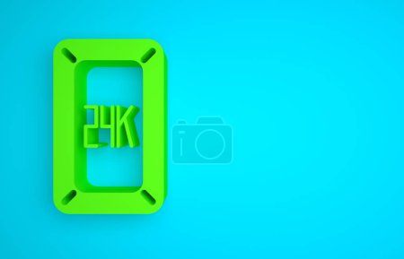Foto de Green Gold bars 24k icon isolated on blue background. Banking business concept. Minimalism concept. 3D render illustration. - Imagen libre de derechos