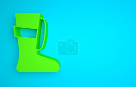 Photo for Green Sport boxing shoes icon isolated on blue background. Wrestling shoes. Minimalism concept. 3D render illustration. - Royalty Free Image