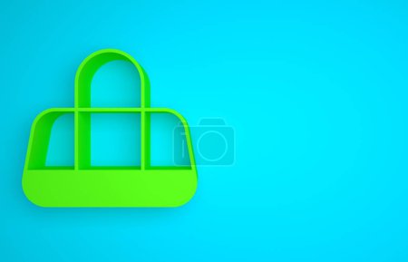 Photo for Green Sport bag icon isolated on blue background. Minimalism concept. 3D render illustration. - Royalty Free Image