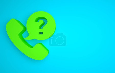 Téléchargez les photos : Green Telephone 24 hours support icon isolated on blue background. All-day customer support call-center. Full time call services. Minimalism concept. 3D render illustration . - en image libre de droit
