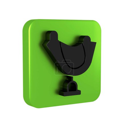 Photo for Black Wild west saddle icon isolated on transparent background. Green square button. - Royalty Free Image