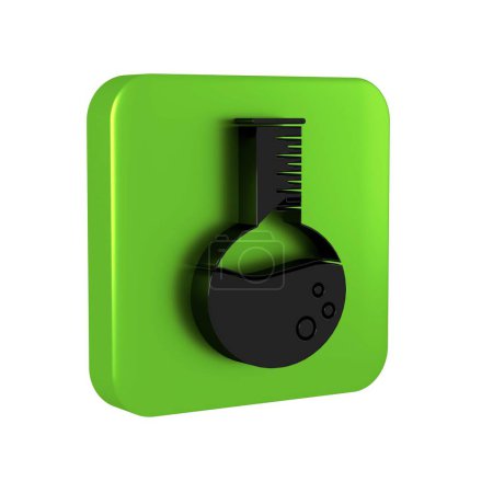 Téléchargez les photos : Icône du tube à essence Black Oil isolée sur fond transparent. Bouton carré vert. - en image libre de droit