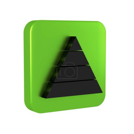 Téléchargez les photos : Icône graphique pyramidale Black Business isolée sur fond transparent. Stades pyramidaux éléments graphiques. Bouton carré vert. - en image libre de droit