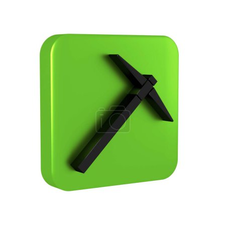 Foto de Icono de pico negro aislado sobre fondo transparente. Botón cuadrado verde. - Imagen libre de derechos