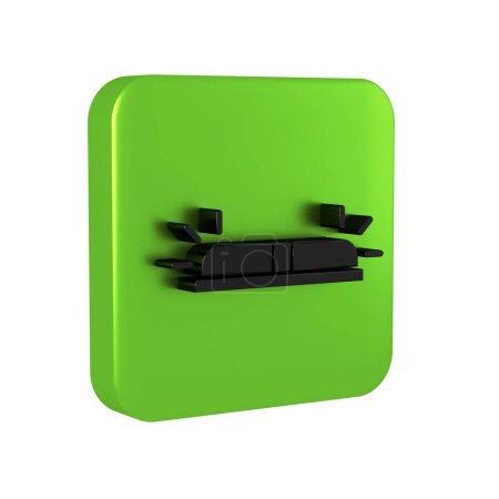 Photo for Black Flasher siren icon isolated on transparent background. Emergency flashing siren. Green square button. - Royalty Free Image
