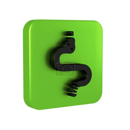 Photo for Black Snake icon isolated on transparent background. Green square button. - Royalty Free Image