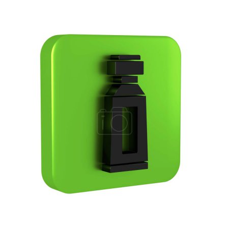 Foto de Tubo negro de dentífrico aislado sobre fondo transparente. Botón cuadrado verde. - Imagen libre de derechos