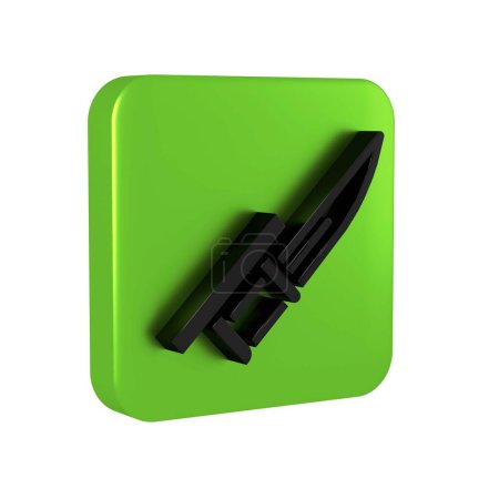Téléchargez les photos : Baïonnette noire sur icône de fusil isolée sur fond transparent. Bouton carré vert.. - en image libre de droit