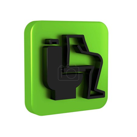 Photo for Black Men sitting on the toilet and Constipation are experiencing severe abdominal pain icon isolated on transparent background. Green square button.. - Royalty Free Image