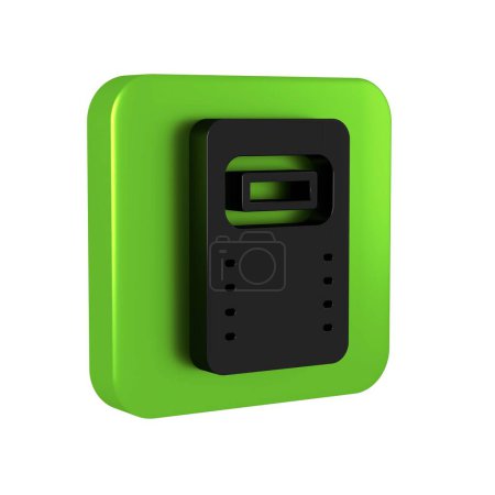 Photo for Black Police assault shield icon isolated on transparent background. Green square button.. - Royalty Free Image