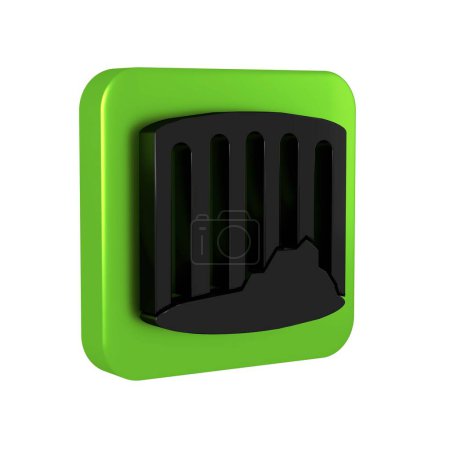 Photo for Black Ancient column icon isolated on transparent background. Green square button.. - Royalty Free Image
