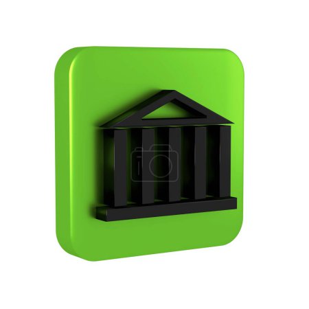 Photo for Black Parthenon from Athens, Acropolis, Greece icon isolated on transparent background. Greek ancient national landmark. Green square button.. - Royalty Free Image