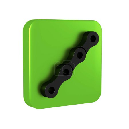 Photo for Black Bicycle chain icon isolated on transparent background. Bike chain sprocket transmission. Green square button.. - Royalty Free Image