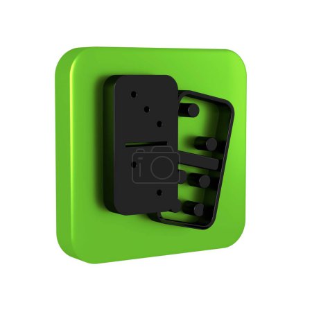 Foto de Icono Black Domino aislado sobre fondo transparente. Botón cuadrado verde.. - Imagen libre de derechos