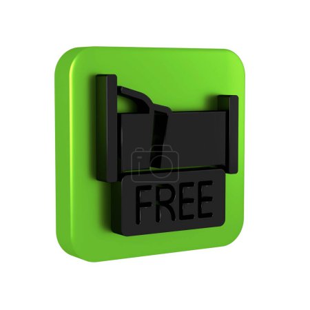 Photo for Black Free overnight stay house icon isolated on transparent background. Green square button.. - Royalty Free Image