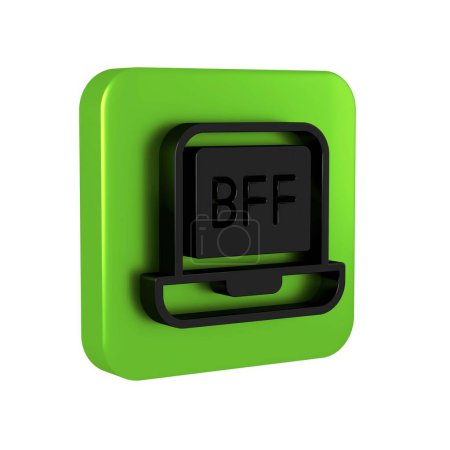 Photo for Black BFF or best friends forever icon isolated on transparent background. Green square button.. - Royalty Free Image