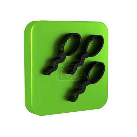 Photo for Black Sperm icon isolated on transparent background. Green square button.. - Royalty Free Image