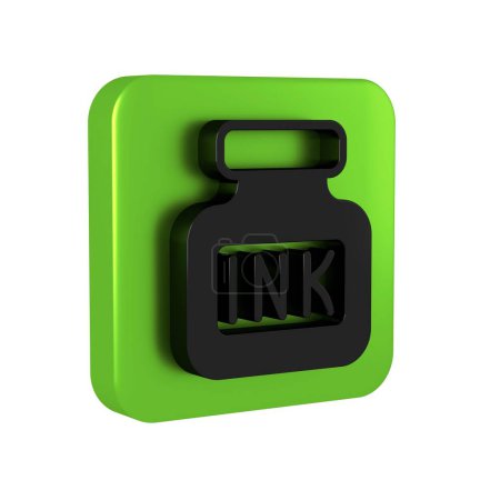 Photo for Black Inkwell icon isolated on transparent background. Green square button.. - Royalty Free Image