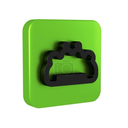 Photo for Black Brass knuckles icon isolated on transparent background. Green square button.. - Royalty Free Image