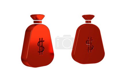 Photo for Red Money bag icon isolated on transparent background. Dollar or USD symbol. Cash Banking currency sign. . - Royalty Free Image