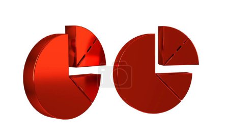 Photo for Red Pie chart infographic icon isolated on transparent background. Diagram chart sign. . - Royalty Free Image
