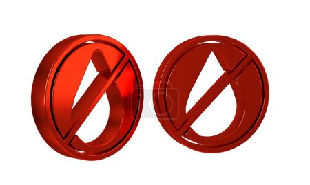 Photo for Red Water drop forbidden icon isolated on transparent background. No water sign. . - Royalty Free Image