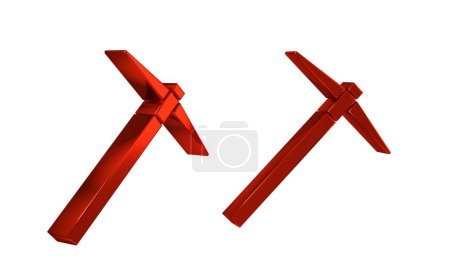 Photo for Red Pickaxe icon isolated on transparent background. . - Royalty Free Image
