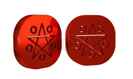Téléchargez les photos : Pentagramme rouge dans une icône circulaire isolée sur fond transparent. Symbole d'étoile occulte magique. . - en image libre de droit