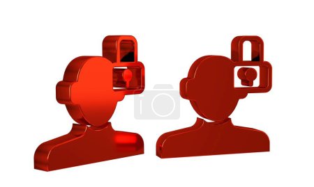 Photo for Red Closed personality icon isolated on transparent background. Introvert psychology. . - Royalty Free Image