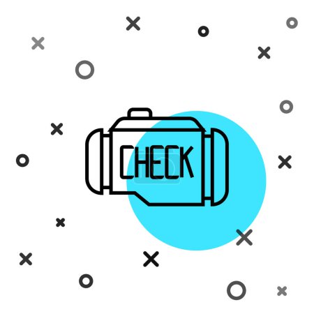 Illustration for Black line Check engine icon isolated on white background. Random dynamic shapes. Vector. - Royalty Free Image