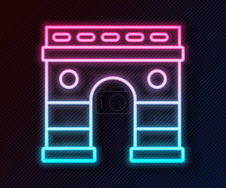 Illustration for Glowing neon line Triumphal Arch icon isolated on black background. Landmark of Paris, France.  Vector - Royalty Free Image
