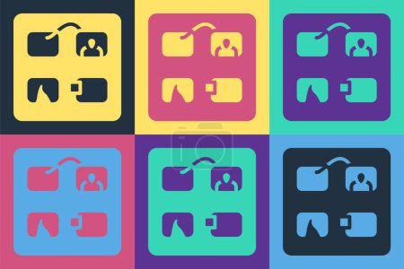 Illustration for Pop art Storyboard film video template for movie creation icon isolated on color background.  Vector. - Royalty Free Image