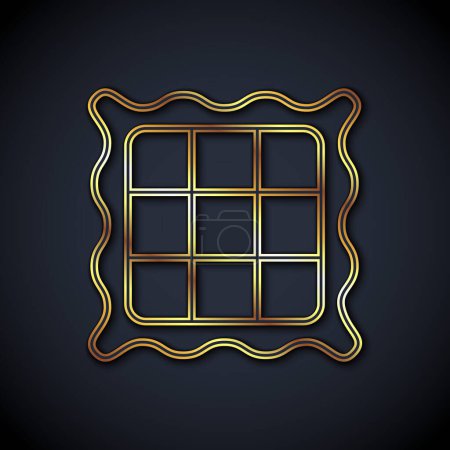 Ilustración de Gold line Checkered napkin icon isolated on black background.  Vector - Imagen libre de derechos