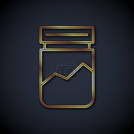 Illustration for Gold line Plastic bag of drug icon isolated on black background. Health danger.  Vector - Royalty Free Image