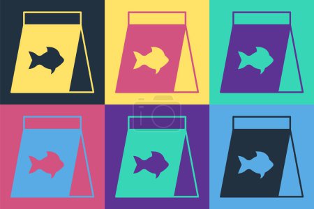 Illustration for Pop art Food for fish icon isolated on color background.  Vector - Royalty Free Image