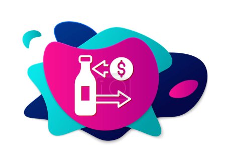 Ilustración de Color Recepción y venta de botellas de vidrio icono aislado sobre fondo blanco. Banner abstracto con formas líquidas. Vector - Imagen libre de derechos