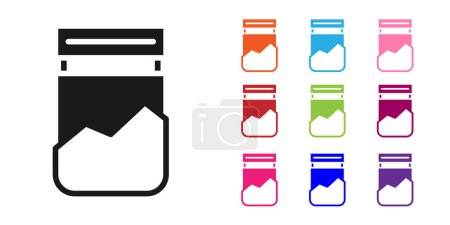 Illustration for Black Plastic bag of drug icon isolated on white background. Health danger. Set icons colorful. Vector - Royalty Free Image