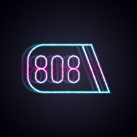 Illustration for Glowing neon line Drum machine music producer equipment icon isolated on black background. Vector. - Royalty Free Image