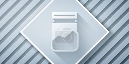 Photo for Paper cut Plastic bag of drug icon isolated on grey background. Health danger. Paper art style. Vector - Royalty Free Image