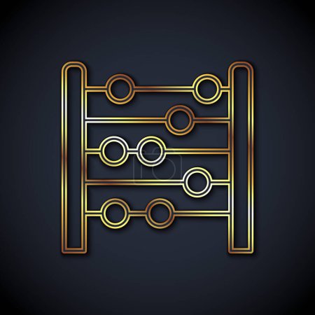 Illustration for Gold line Abacus icon isolated on black background. Traditional counting frame. Education sign. Mathematics school.  Vector - Royalty Free Image