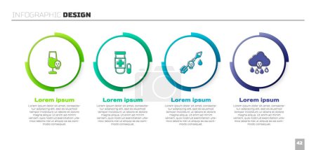 Illustration for Set Poisoned alcohol, Antidote, the arrow and Acid rain. Business infographic template. Vector - Royalty Free Image