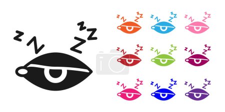Illustration for Black Insomnia icon isolated on white background. Sleep disorder with capillaries and pupils. Fatigue and stress. Set icons colorful. Vector. - Royalty Free Image